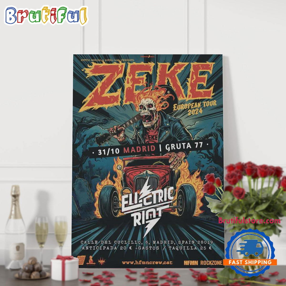 Zeke Band At Gruta’77 In Madrid Spain ON Oct 31 2024 Event Poster Canvas Art