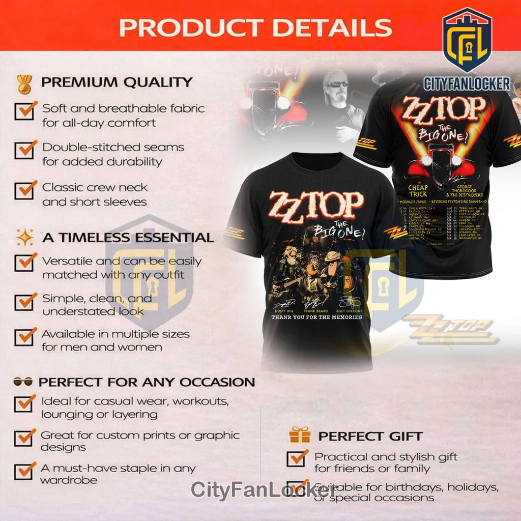 ZZ Top The Big One! Tour Commemorative T-Shirt