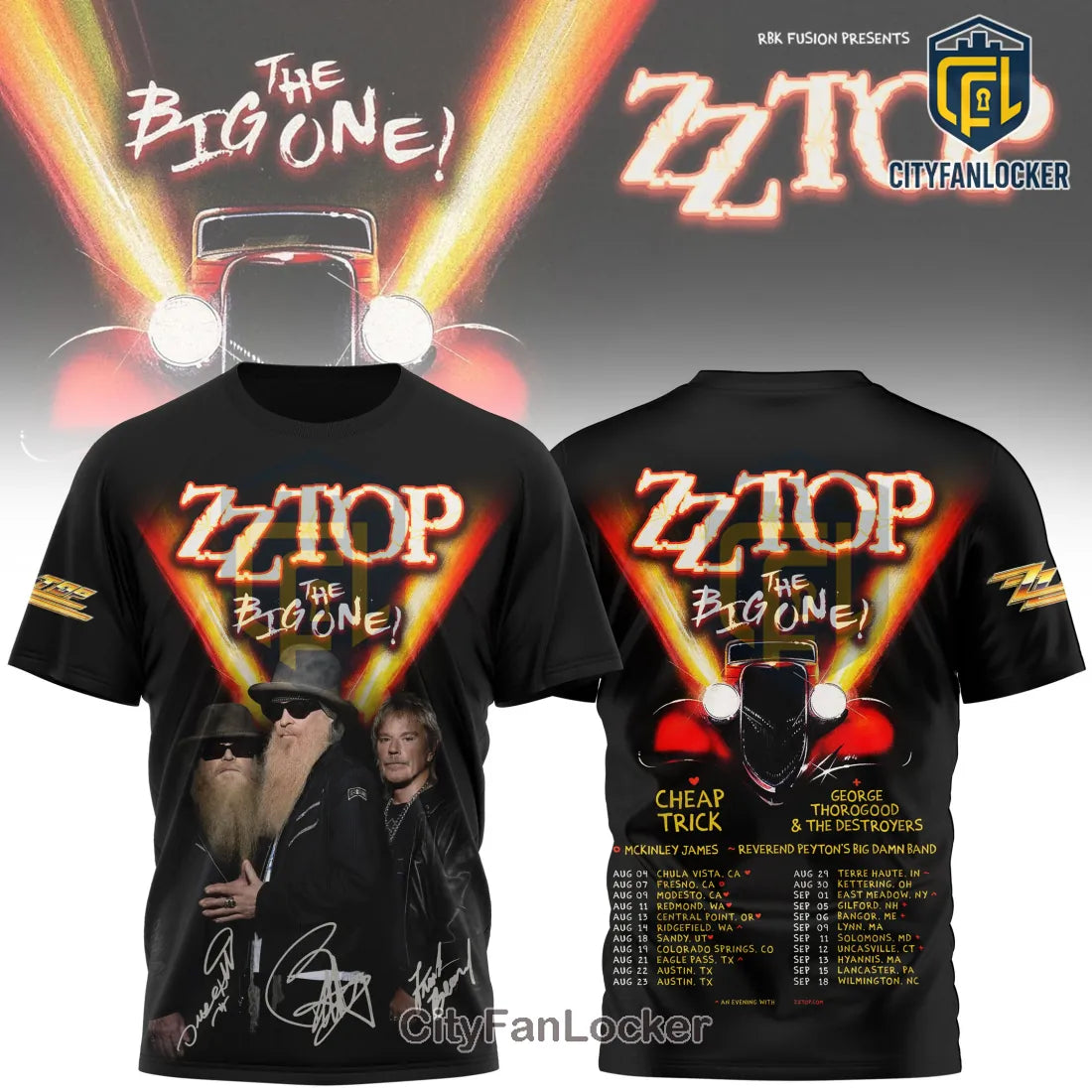 ZZ Top The Big One Tour Concert Graphic Band Signatures T-Shirt