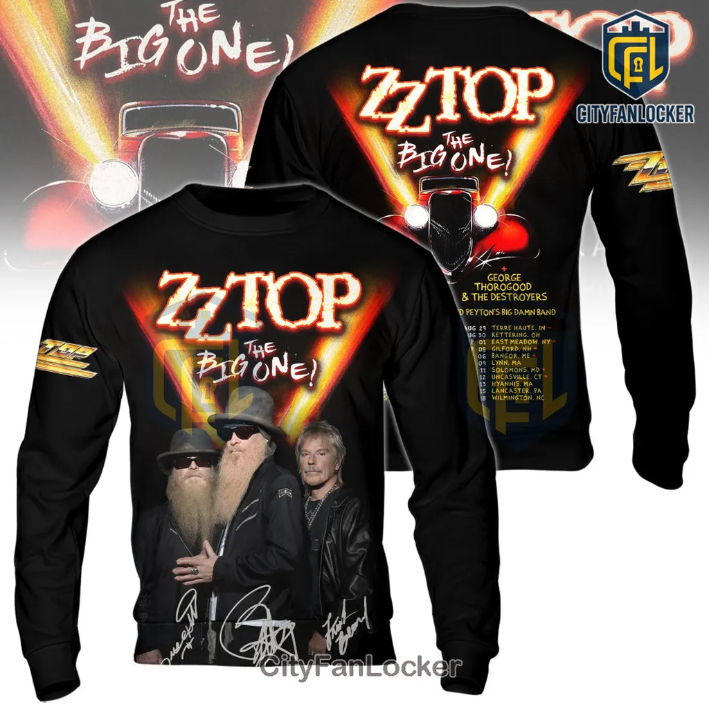 ZZ Top The Big One Tour Concert Graphic Band Signatures T-Shirt