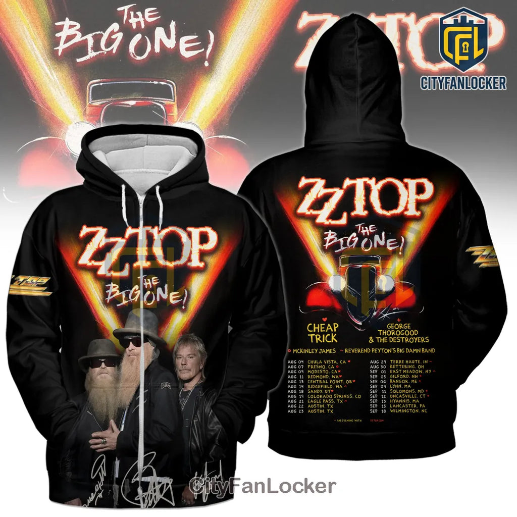 ZZ Top The Big One Tour Concert Graphic Band Signatures T-Shirt
