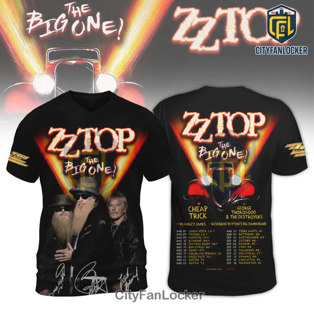 ZZ Top The Big One Tour Concert Graphic Band Signatures T-Shirt