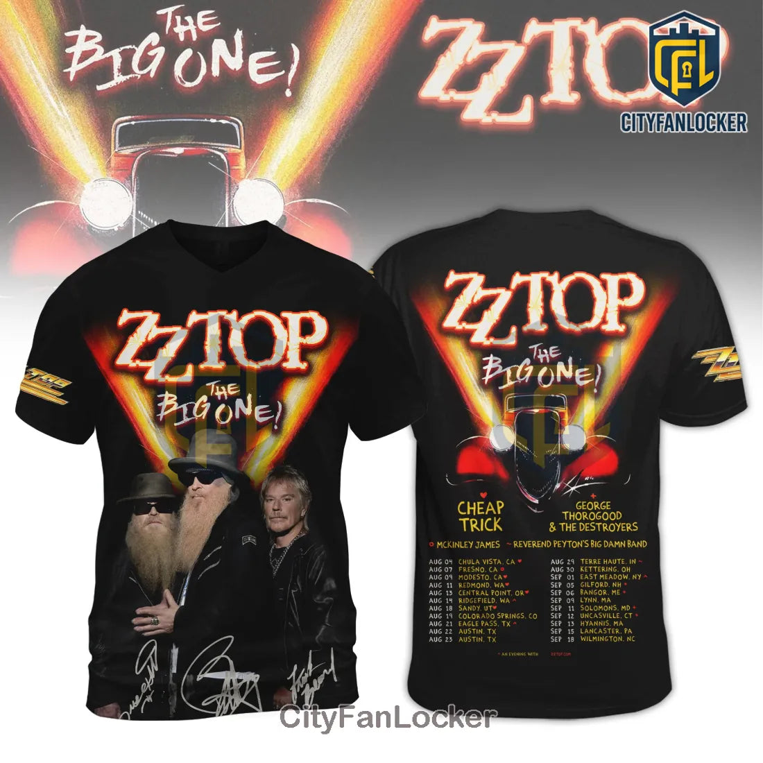 ZZ Top The Big One Tour Concert Graphic Band Signatures T-Shirt