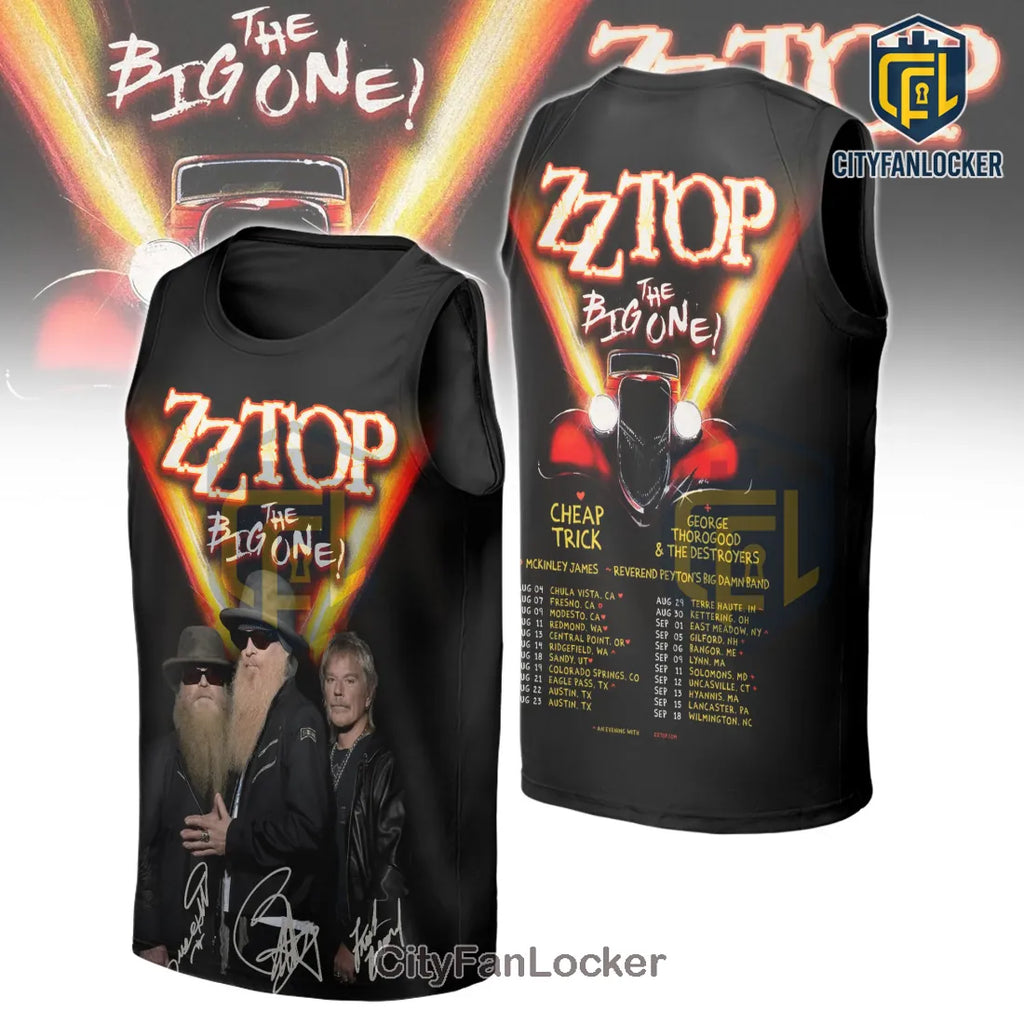 ZZ Top The Big One Tour Concert Graphic Band Signatures T-Shirt